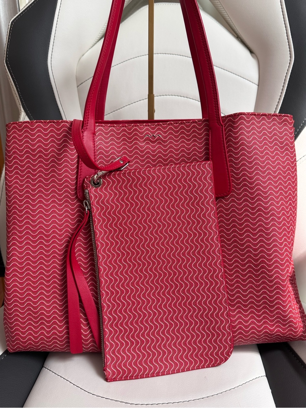Zanellato Red Wavy-Print Tote with Matching Pouch - Women